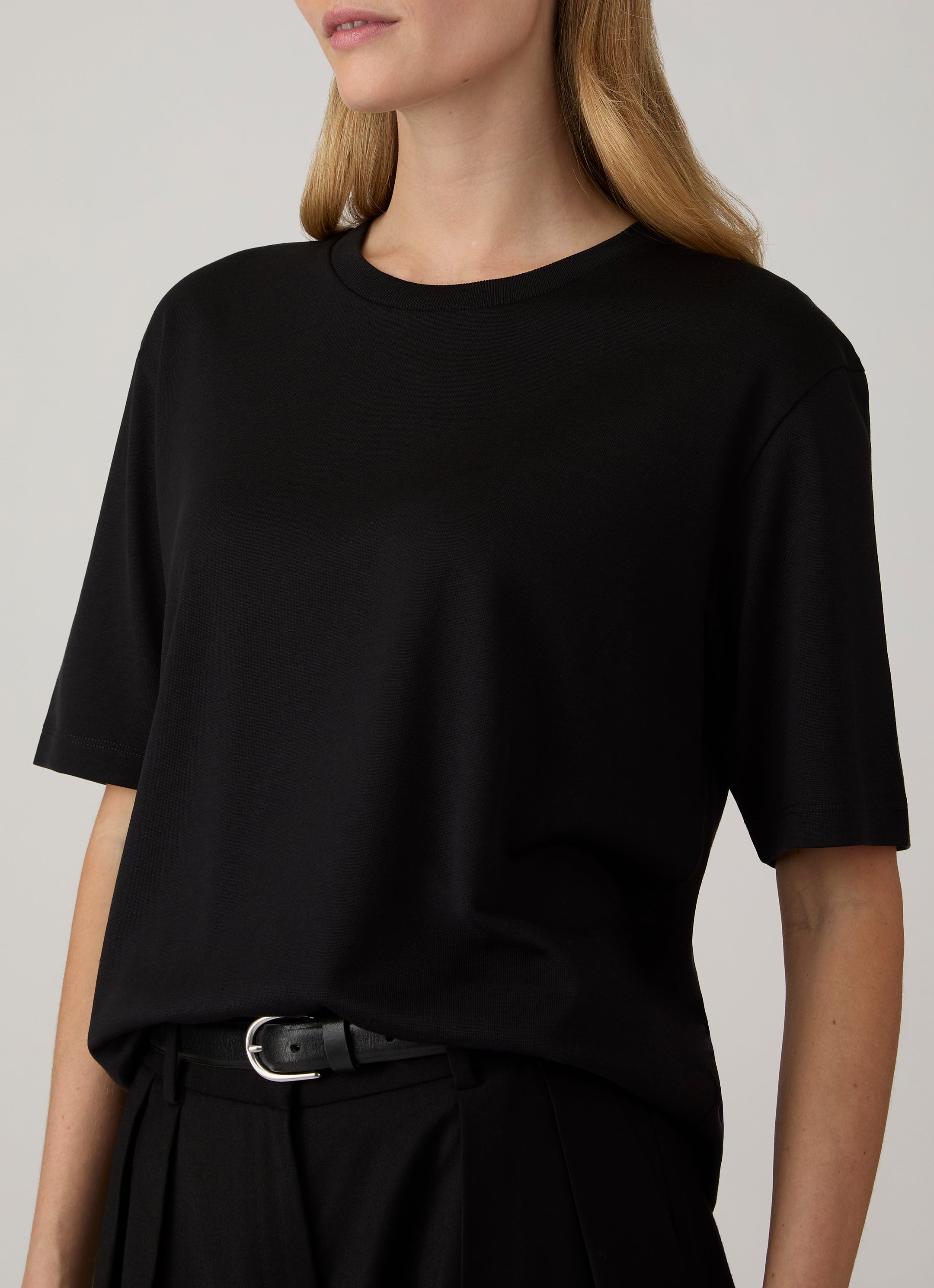 Women's Silk Cotton T-shirt in Black