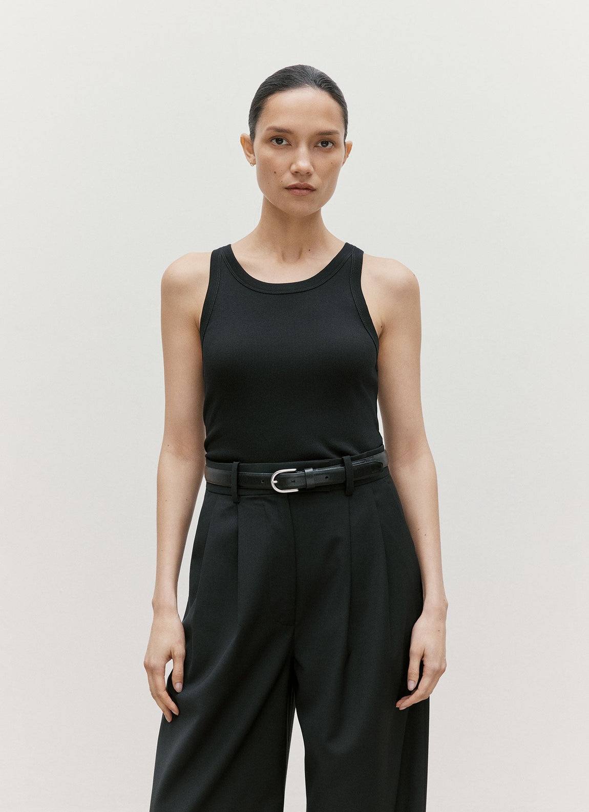 Women's Ribbed Tank Top in Black