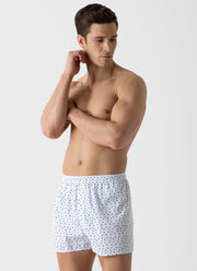 Men's Classic Print Boxer Shorts in Hole Spot Print White