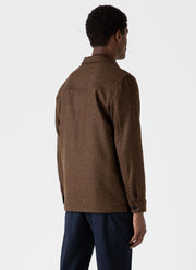 Men's Wool Twin Pocket Jacket in Mid Brown Melange