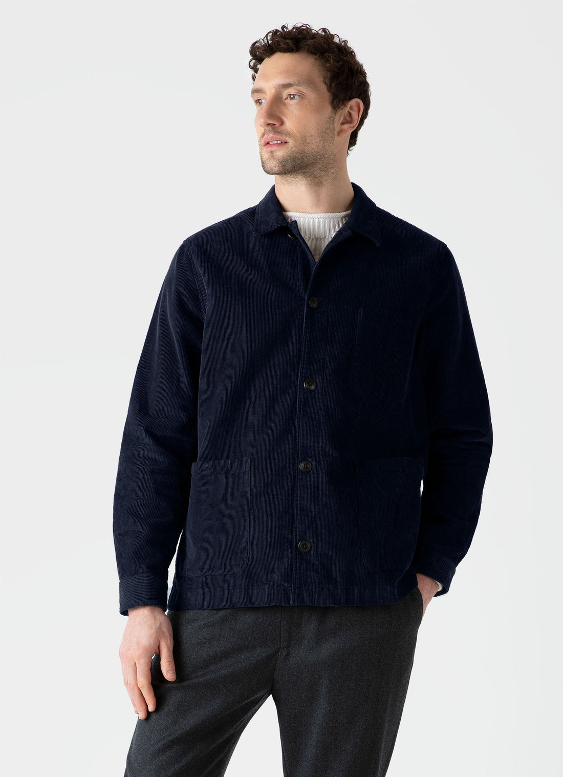 Men's Corduroy Twin Pocket Jacket in Navy