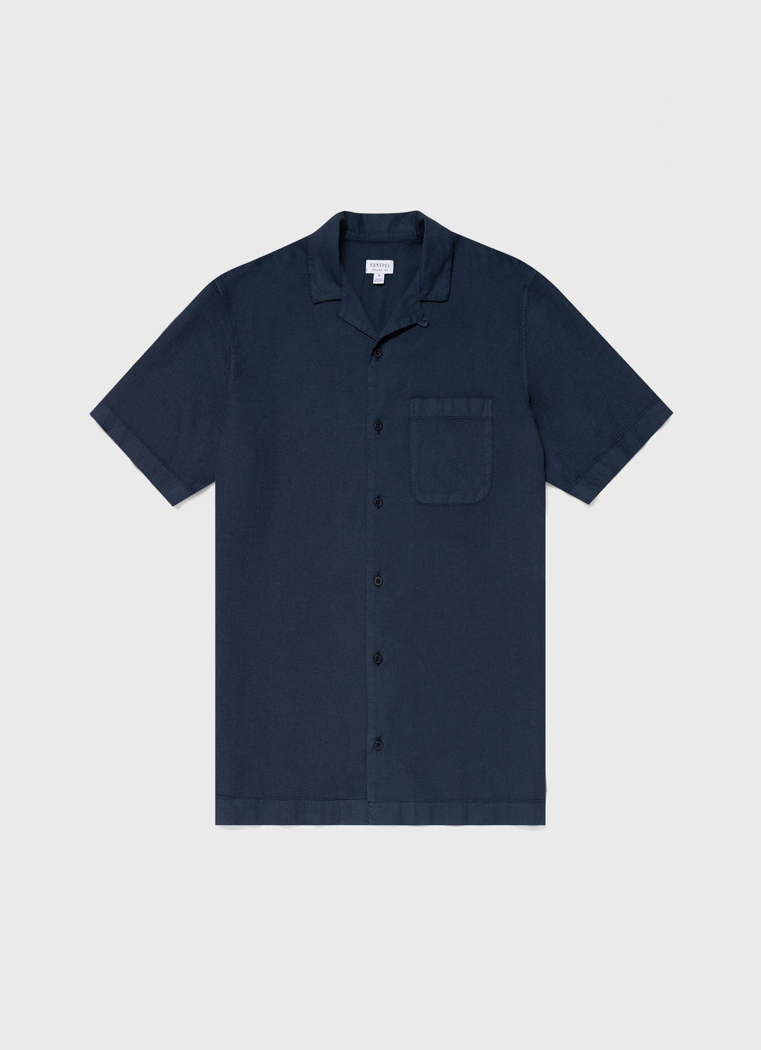 Men's Waffle Camp Collar Shirt in Navy