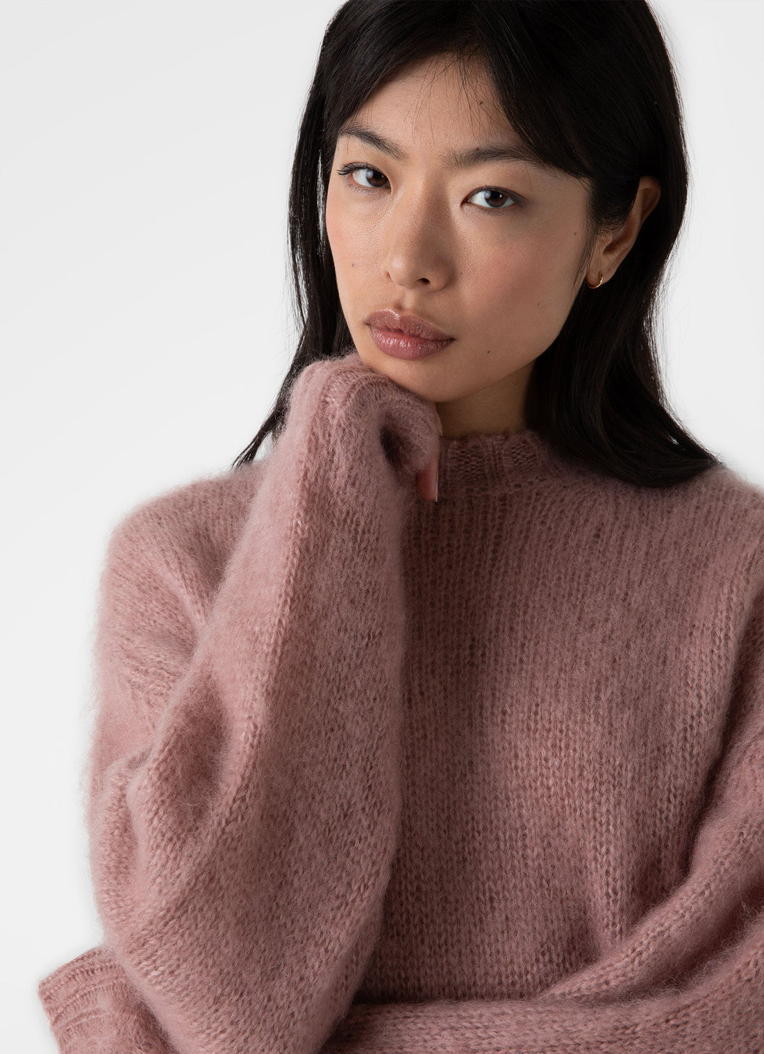 Women's Mohair Crew Neck Jumper in Vintage Pink