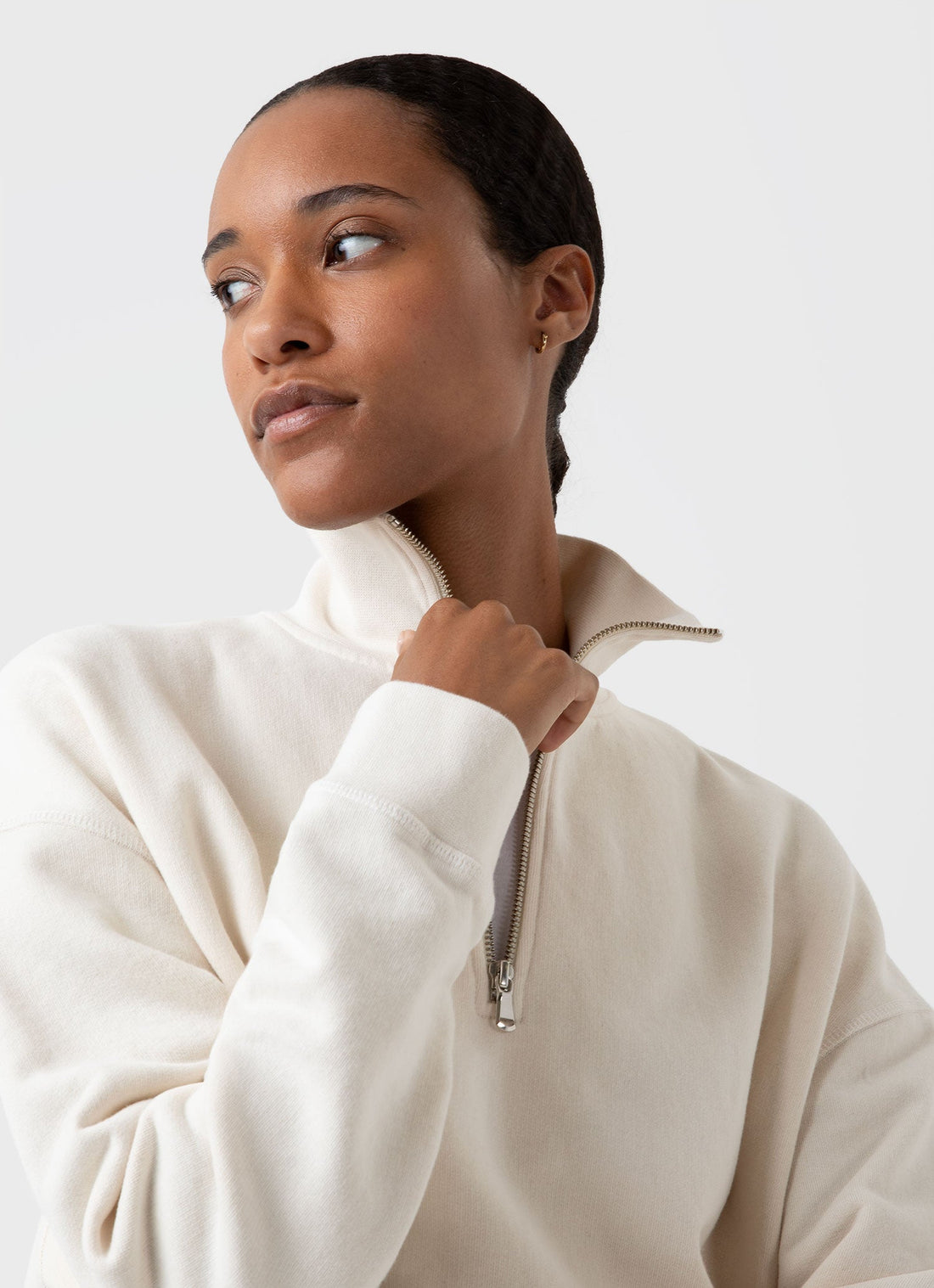 Women's Half Zip Loopback Sweatshirt in Undyed