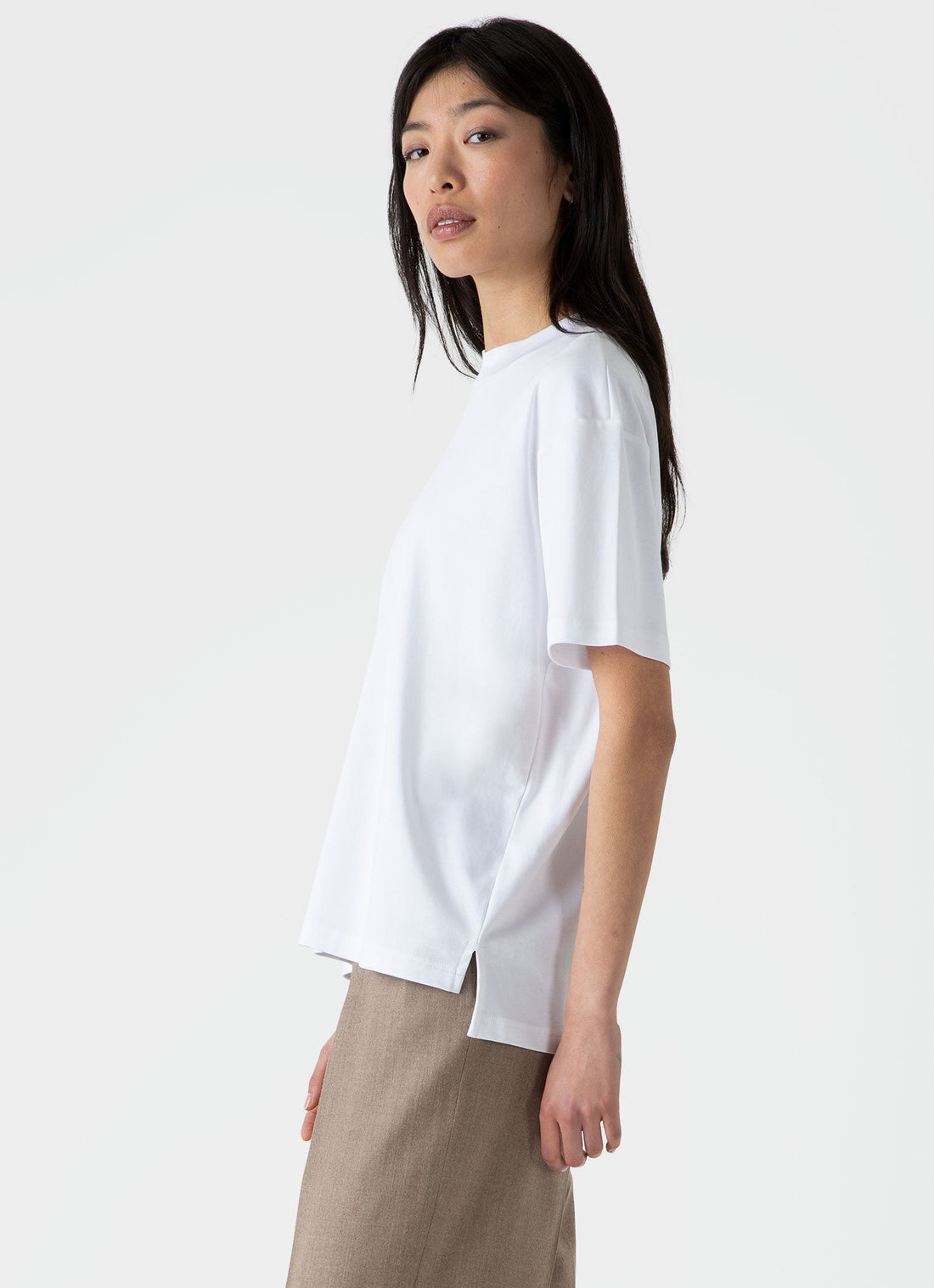 Women's Mock Neck T-shirt in White